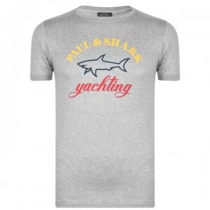 image of Paul And Shark Logo T Shirt - Marl Grey 931