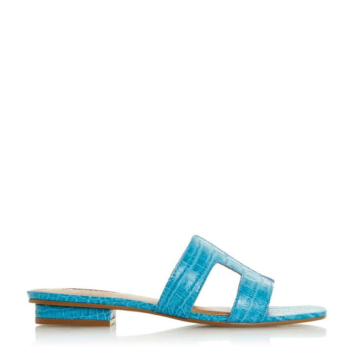 Image of Dune Turquoise Rept Print Lthr Leather 'Loupe' Mules - 3