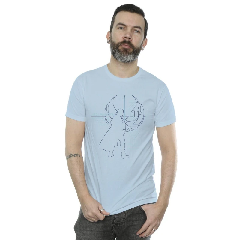 Image of Star Wars Star Wars Men Obi-Wan Kenobi Jedi Master Balance T-Shirt in Baby Blue Size: Small Baby Blue S Male 5059934427952