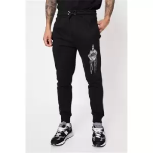 Image of I Saw It First Black Mens Middle Finger Embroidered Joggers - Black