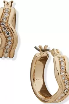 Image of Ladies DKNY Jewellery Wavy Pave Huggie Earrings 04G00300