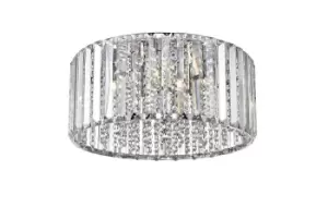 Image of Diore 5 Light Flush Ceiling Light Chrome Crystal