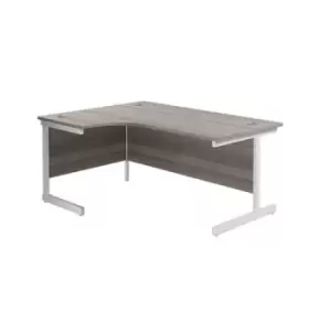 Image of Jemini Radial Left Hand Desk 1800x1200mm Grey Oak/White KF846004