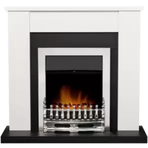 image of Adam - Solus Fireplace in Black and White with Blenheim Electric Fire in Chrome, 39 Inch