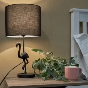 image of Fiora Flamingo Matt Black Table Lamp with Black Reni Shade