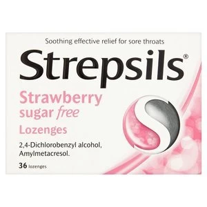 Image of Strepsils Strawberry Sugar Free Lozenges x 36