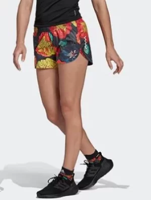 Image of adidas Run Fast Flower Running Shorts, Black Size XL Women