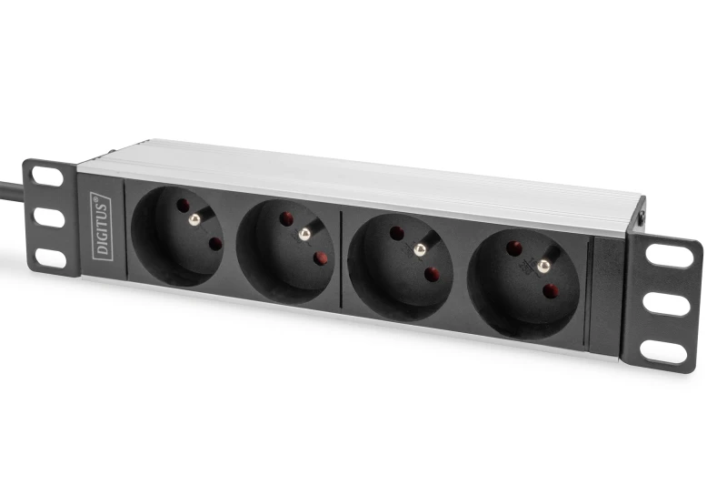 Image of Digitus 10" socket strip with aluminum profile. 4-way CEE 7/5 soc