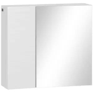 Image of HOMCOM Kleankin Bathroom Cabinet With Mirror, Double Door Wall Mounted Storage Cupboard Organizer With Adjustable Shelves - White