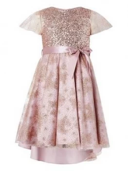 image of Monsoon Girls Abilene Glitter Dress - Dusky Pink Size 10 Years, Women