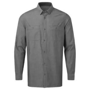 Image of Premier Mens Chambray Organic Long-Sleeved Shirt (L) (Grey Denim)