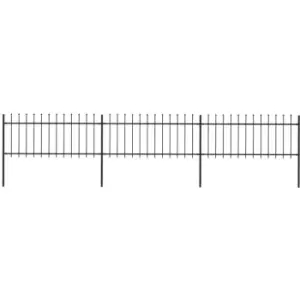 image of Garden Fence with Spear Top Steel 5.1x0.8 m Black Vidaxl Black