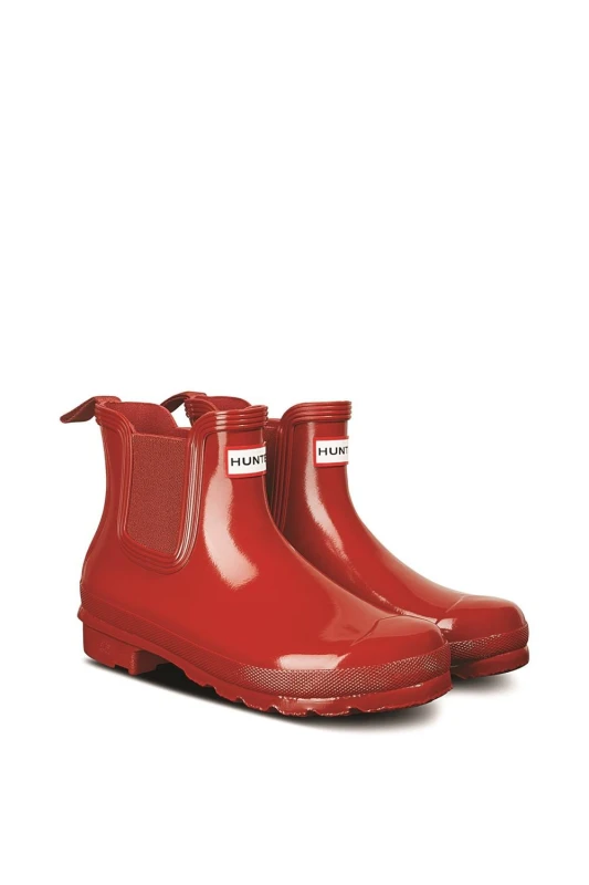 Image of Hunter Hunter Chelsea Gloss Wellies Womens - Red Red 5