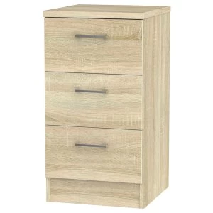 Image of Yelanto Ready Assembled 3-Drawer Bedside Cabinet - Oak