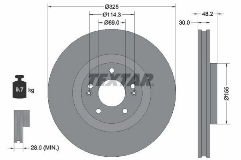 Image of Brake disc TEXTAR 92341803