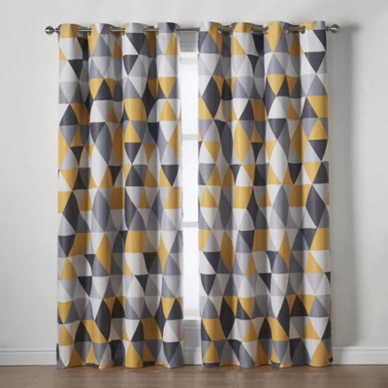 Image of Luxury Living Mo Ring Top Printed Curtains Ochre