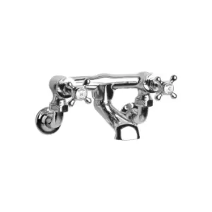 Image of White Topaz Crosshead Bath Filler Tap Wall Mounted - Chrome - Hudson Reed