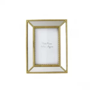 Image of Ornate Photo frame with Mirrored Panels and Gold Ornate Edge 4"x6"