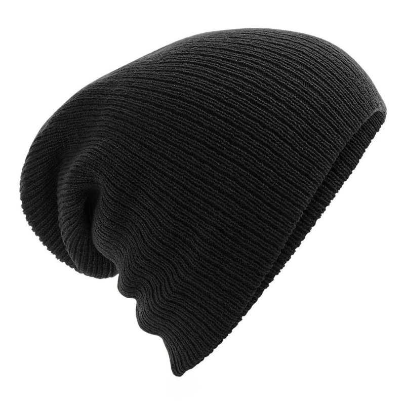 Image of Beechfield Beechfield Men Heavy Gauge Slouch Beanie in Black One Size Male 5059444184147