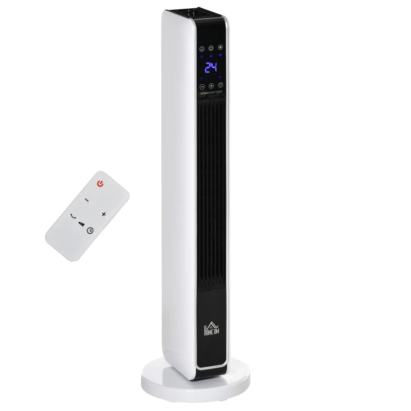 Image of HOMCOM Oscillating Ceramic Tower Heater, Space Heater with Remote Control, 8H Timer, Tip-Over & Overheat Protect, 1000W/2000W