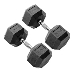 image of York 20kg Rubber Hex Dumbbell