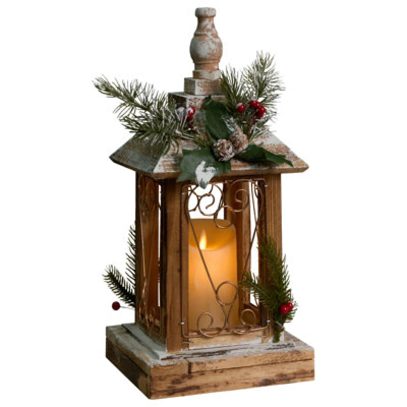 Image of Beliani LED Lantern Saima Christmas Motif 40 Cm Dark Brown