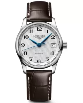 image of Longines Master Automatic Silver Dial Leather Strap Womens Watch L2.357.4.78.3 L2.357.4.78.3