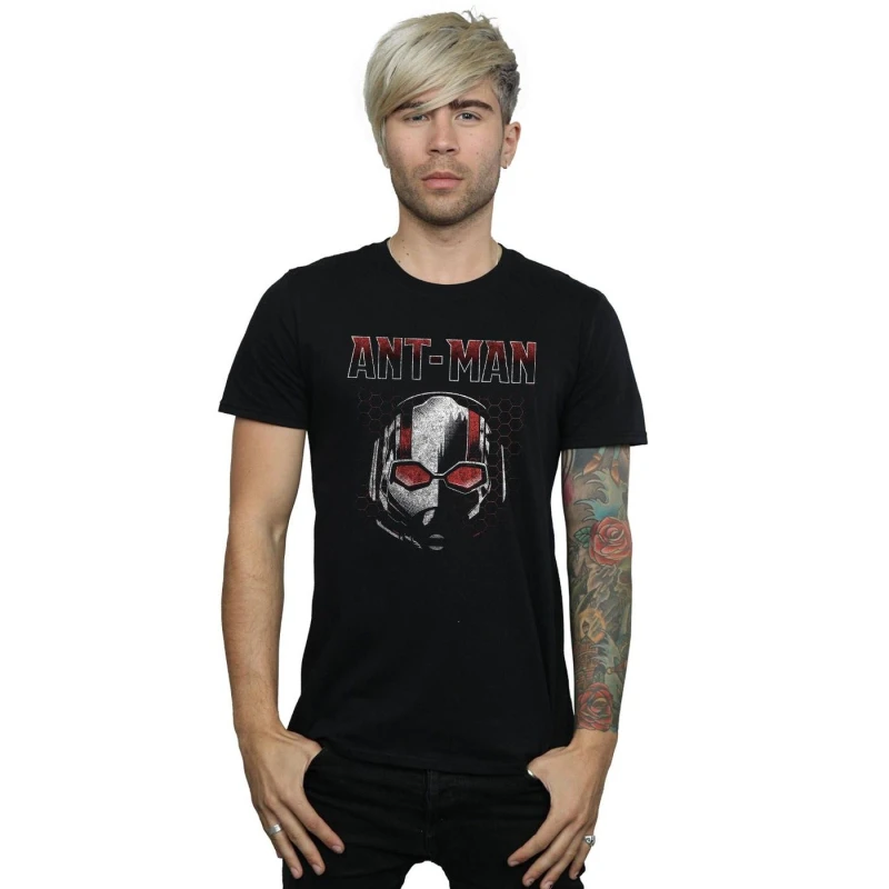 Image of Marvel Marvel Men Ant-Man And The Wasp Scott Mask Hexagon T-Shirt in Black Size: Small Black S Male 5057972202920