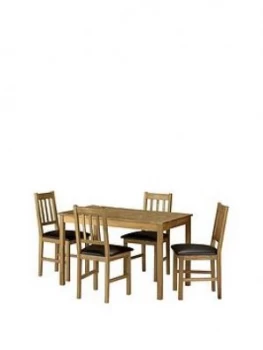 image of Julian Bowen Coxmoor 118cm Solid Oak Dining Table + 4 Chairs