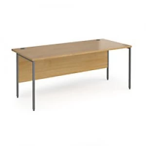 Image of Dams International Rectangular Straight Desk with Oak Coloured MFC Top and Graphite H-Frame Legs Contract 25 1800 x 800 x 725mm