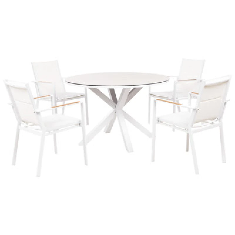 Image of BELIANI Garden Dining Set 4 Seater MALETTO/BUSSETO Metal White 510778