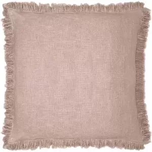 Image of Korin Woven 100% Cotton Fringed Cushion Cover, Blush, 50 x 50 Cm - Furn