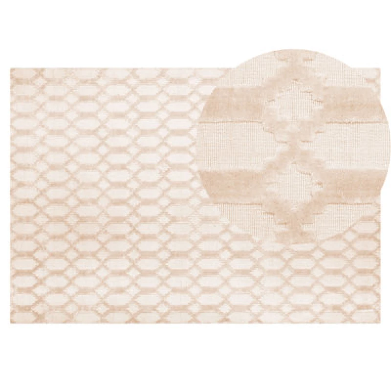 Image of Beliani Rug Cizre Beige 140 X 200 Cm Viscose