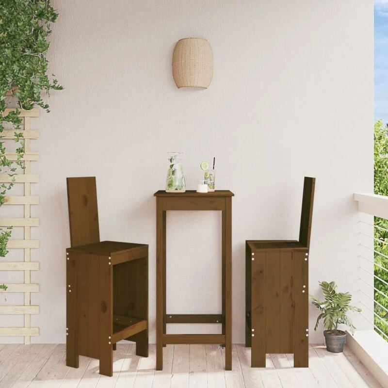 Image of vidaXL Bar Stools 2 pcs Honey Brown 40x42x120cm Solid Wood Pine, Brown 825355