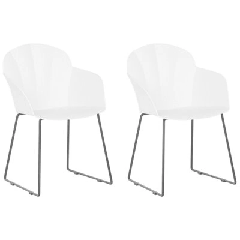 Image of Beliani Set Of 2 Dining Chairs Sylva White