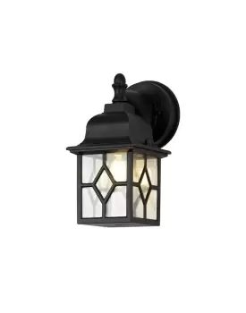 Image of Down Square Criss Cross Wall Lamp, 1 x E27, IP44, Sand Black, Clear Seeded Glass, 2yrs Warranty