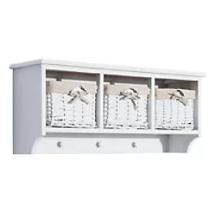 image of HOMCOM Wall Cabinet 833-298WT Cloth, Paulownia Wood, Wicker White 800 mm x 220 mm x 330 mm