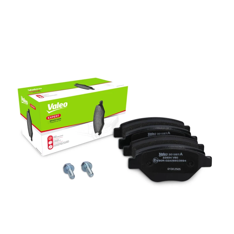 Image of VALEO 301557A Brake pad set EXPERT Front Axle, excl. wear warning contact, with anti-squeak plate Brake Pad Set,disc brake (402)