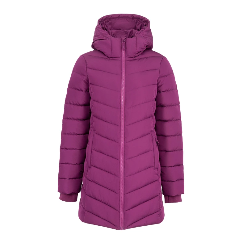 Image of Slazenger Womens Mid-Length Hooded Long Sleeve Puffer Jacket Plum female 8 (36)