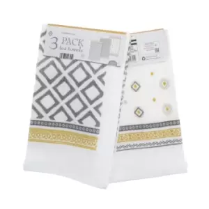 Image of Country Club Velour Tea Towels Globl Geo 3 Pack