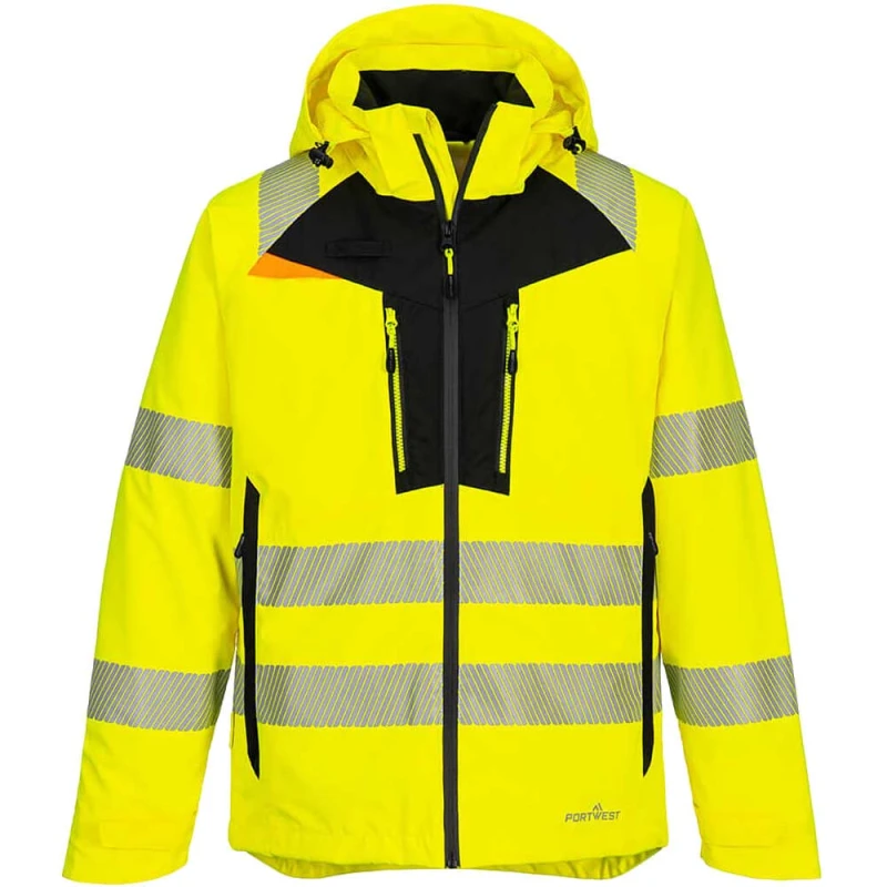 Image of Portwest DX4 Hi Vis Rain Jacket DX462YER5XL Colour: Yellow