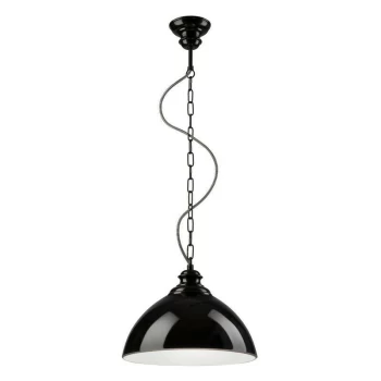 image of Lamkur Lighting - Dome Pendant Ceiling Lights Black, 1x E27