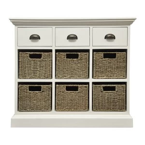 Tocino Ready Assembled 3-Drawer 6-Basket Wooden Storage Unit - White