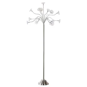 image of Petflow 15 Light Multi Arm Floor Lamp Satin Nickel