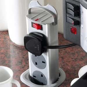 Image of IT Kitchens 13A Silver effect Switched Vertical Power Dock