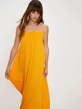 Image of Oasis Frill Crinkle Midi Dress - Orange, Size L, Women