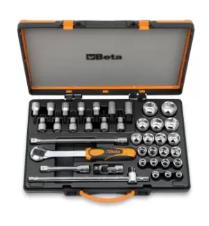 image of Beta Tools 920A/C33 38pc 1/2" Sq Dr Hex Socket, Bit Driver & Accessory Set