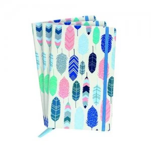 Image of Pukka Feathers Softcover Journal Blue Pack of 3 9373-CD