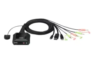 image of Aten CS52DP - 2-Port USB-C DisplayPort Hybrid Cable KVM Switch