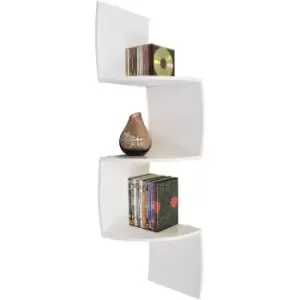 image of KARO - Curved 113cm Wall Mounted Floating 3 Tier Corner Shelf - White - White